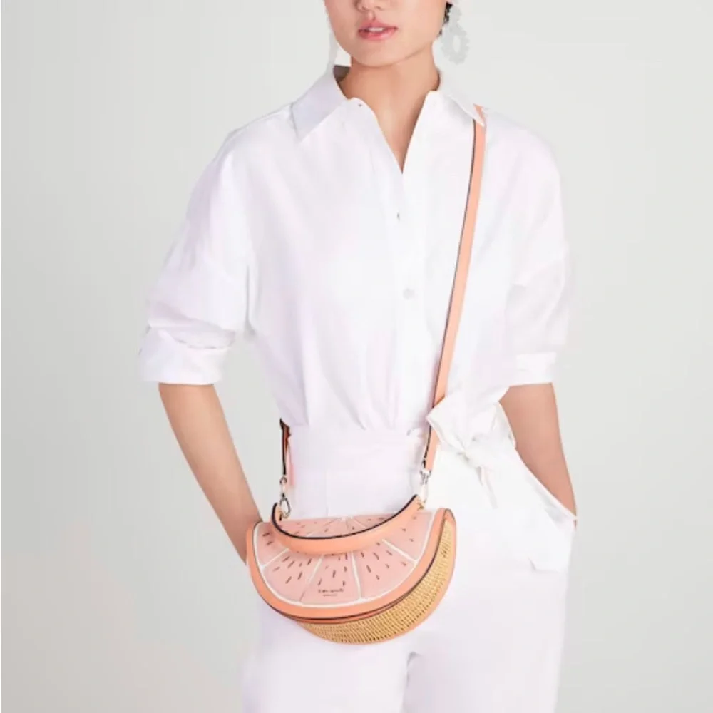 NWT! Kate Spade ♠️ Squeeze Wicker 3d Grapefruit Crossbody/Top Handle Bag - Picture 3 of 10